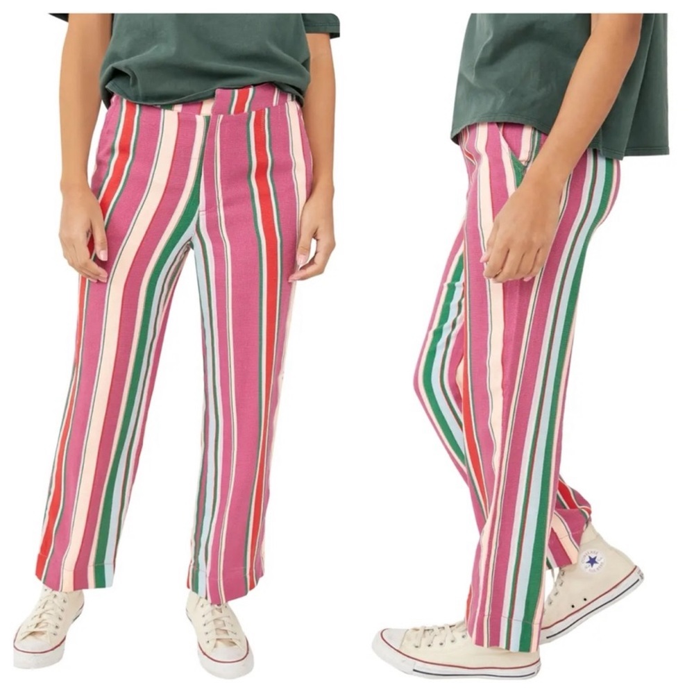 NWT Free People La Paz Slim Crop Pants / Berry Combo